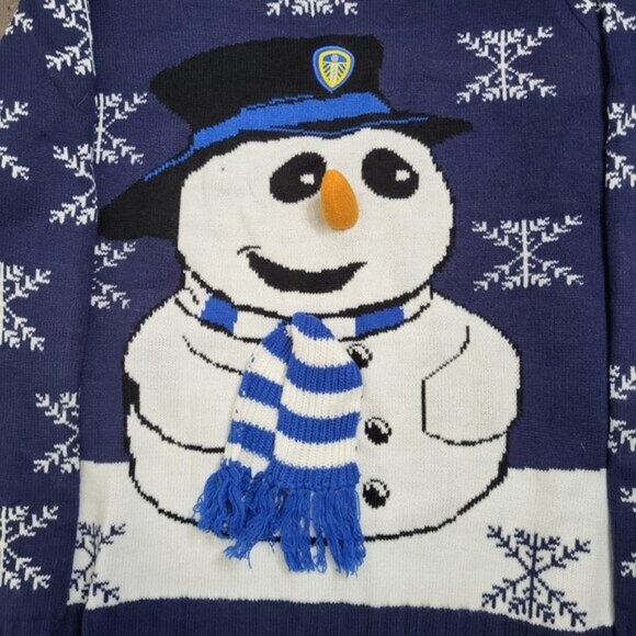 Leeds United FC Men's Sweater Size 3XL Frosty The Snowman Ugly Christmas Sweater - Picture 4 of 7
